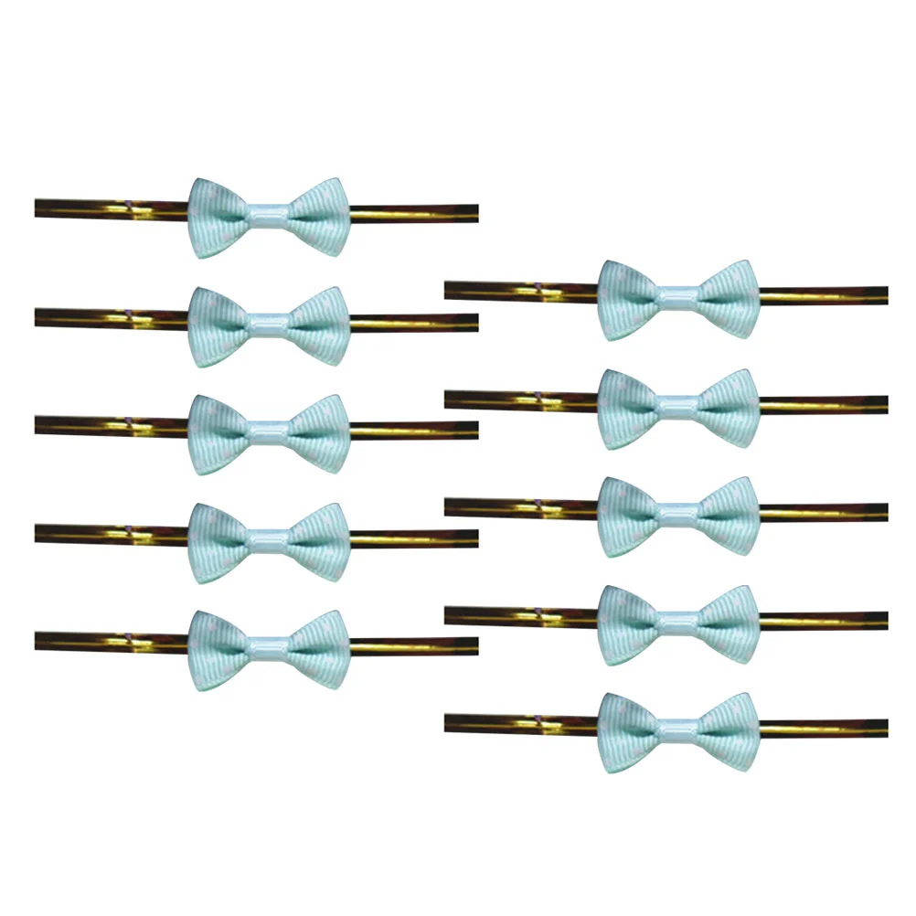 

100PCS Package Dot Bow Steel Tie Ribbon for Candy Dessert Sealing (Blue)