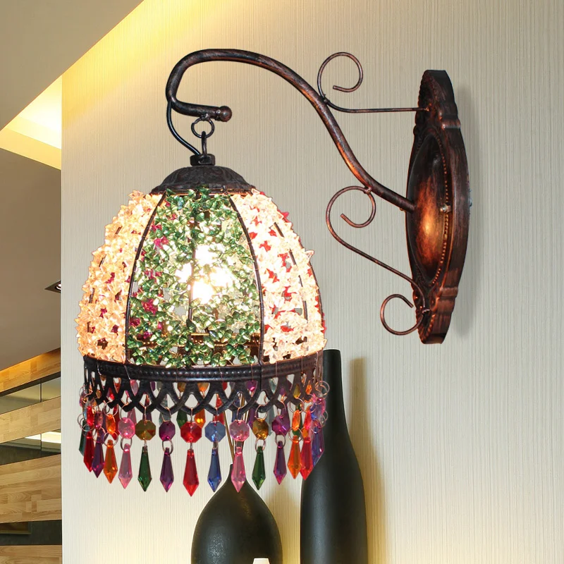 

European castle lamp bathroom mirror front lamp single head wall lamp American Pastoral classical iron aisle bedroom lamp