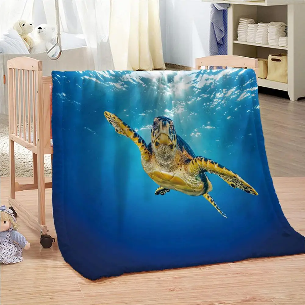 

Blue Sea Turtle Beach Underwater World Blanket Mat Soft Warm Travel Cover Bedspread Beach Cover Mat Blanket