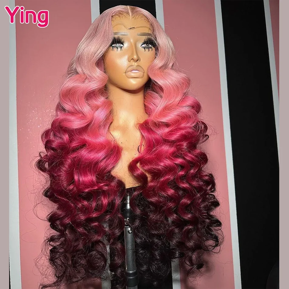 

Ying Pink Rose Omber Loose Deep 13x6 Lace Front Wigs Pre Plucked With Baby Hair 4x4 Brazilian 613 Blonde 5x5 Lace Frontal Wigs