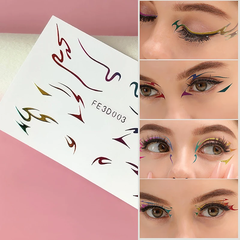 

3pairs/set Laser Eyeliner Stickers 3D Three-dimensional Embossed Butterfly Eye Line Makeup Decoration Temporary Tattoos Sticker