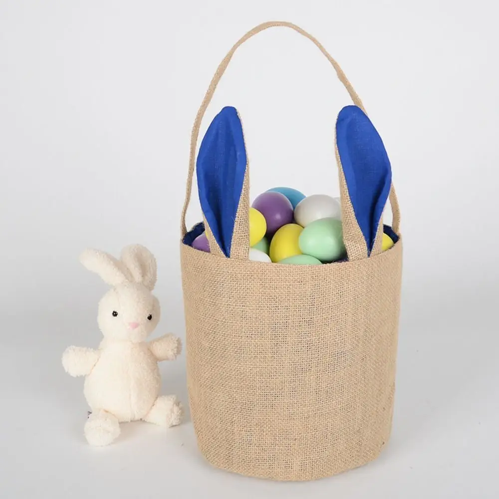 

Gifts Bags Candy Egg Buckets For Children Kids With Handle Easter Baskets Bunny Burlap Bags Egg Bags Festival Party Supplies
