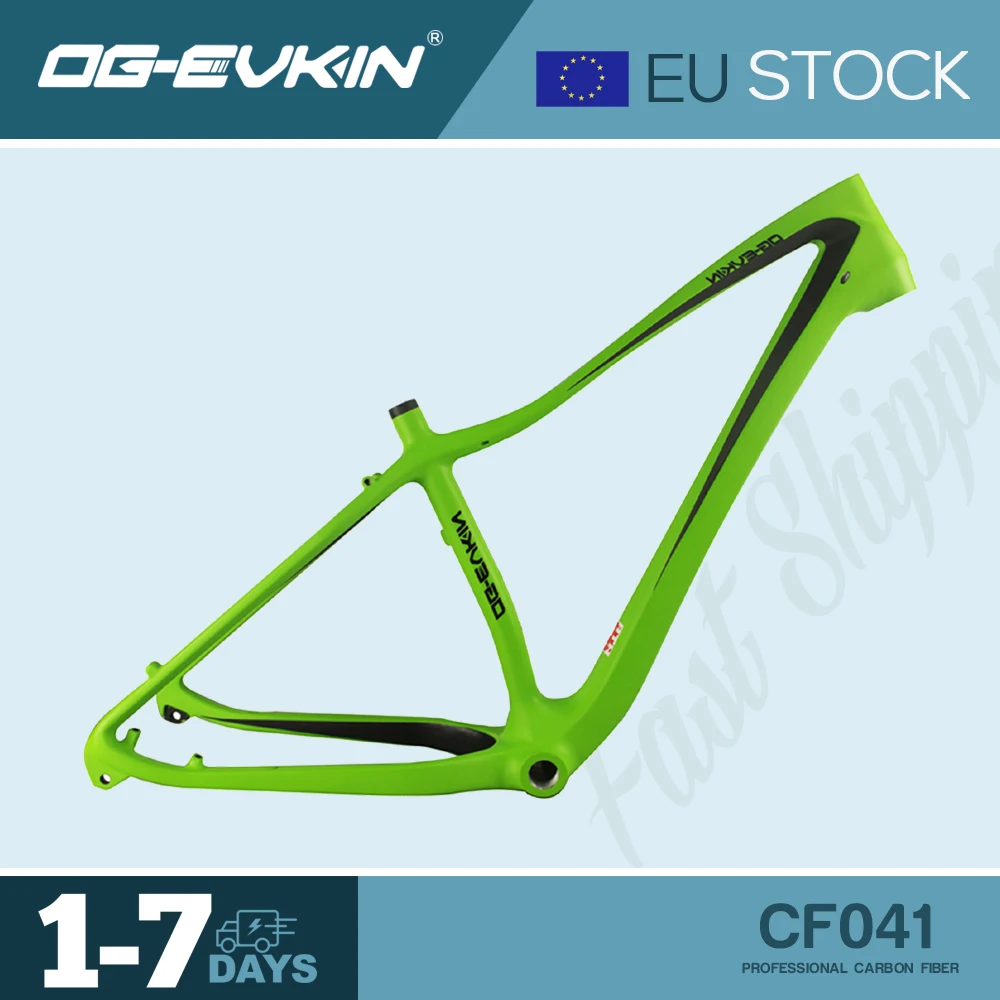 

OG-EVKIN CF-041-ES 26er Fat Bike Green Frame BSA 5.0 Tires Carbon Fiber Snow Bike 160mm Disc Brake Bicycle Frame Frameset Fork