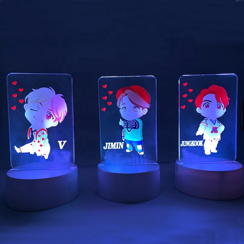 

Милый мультяшный светильник Kpop «Дом Bangtan Boys», акриловая подставка, ночник, настольная лампа, маленькая Фирменная настольная статуя, оптовая ...