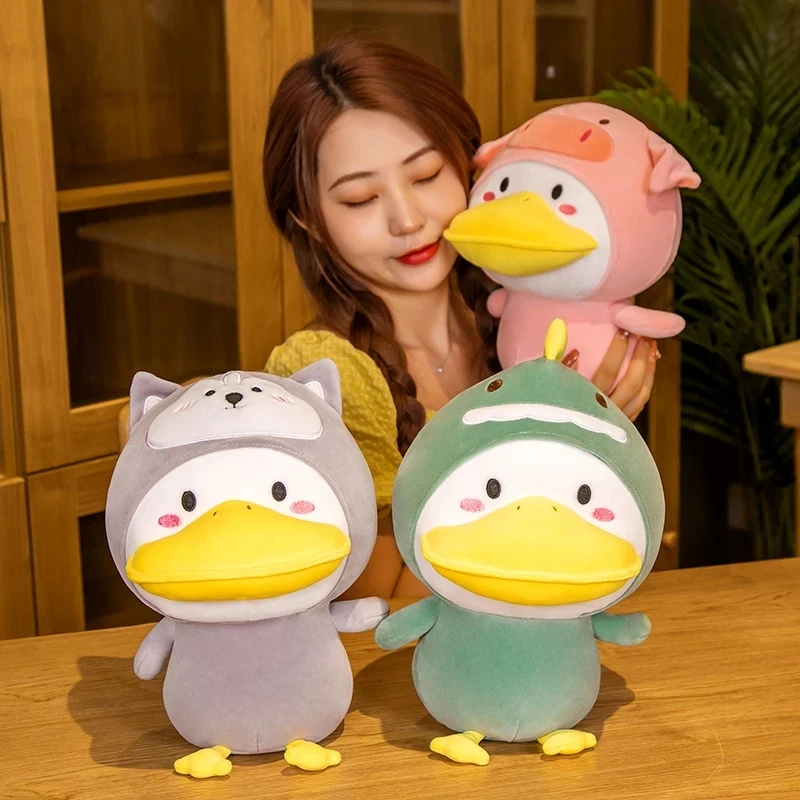 

33cm New Duck Cos Dinosaur Bear Frog Plush Toys for Children Cartoon Stuffed Animal Doll Pillow Kids Girls Lovely Birthday Gift