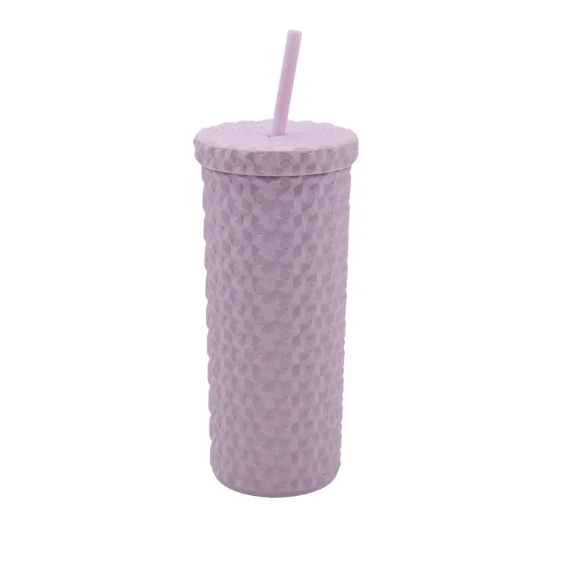 

Eco-Friendly Plastic Textured Tumbler with Lid, Pink