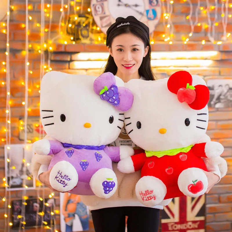 

Sanrio Hello Kitty Plush Doll Creative Fruit Cartoon Plush Toy Strawberry Mangosteen Pillow Doll Soft Kt Cat Gift Doll For Girls