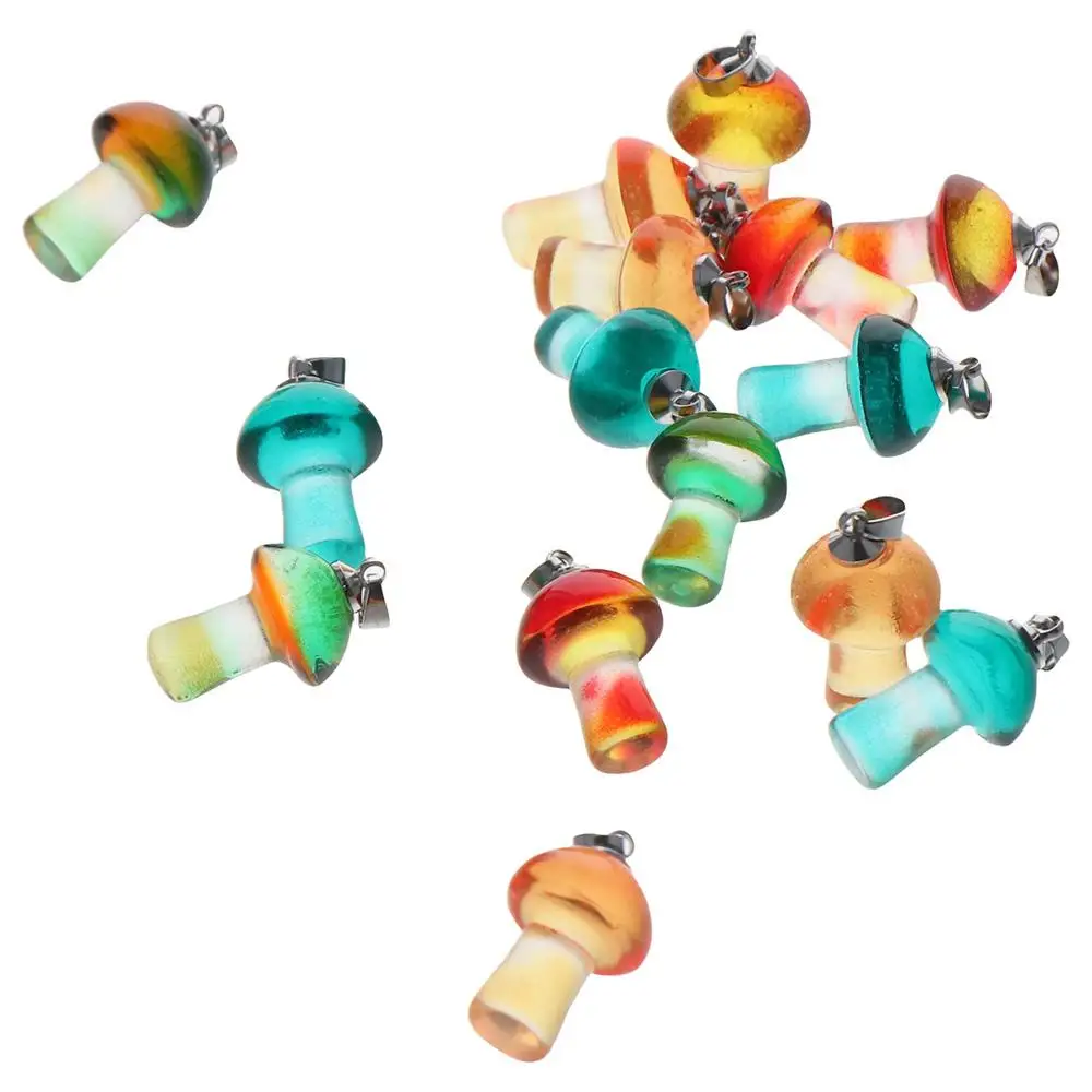 

16 шт., стеклянные подвески в форме Грибов