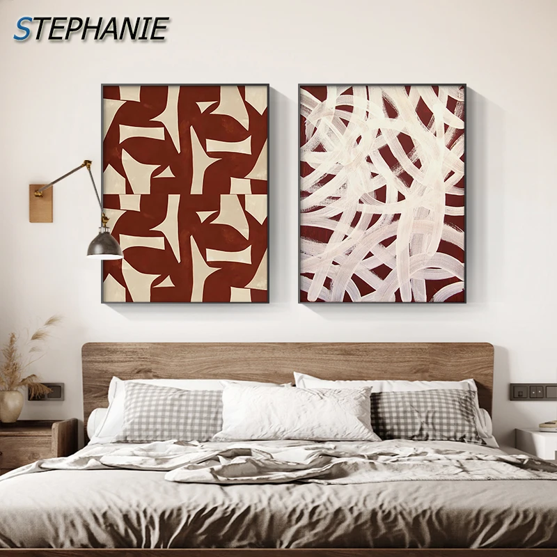 

Nordic Geometry Pictures Prints Abstract Line Wall Posters Modern Red Wall Art Canvas Paintings for Living Room Home Decoration