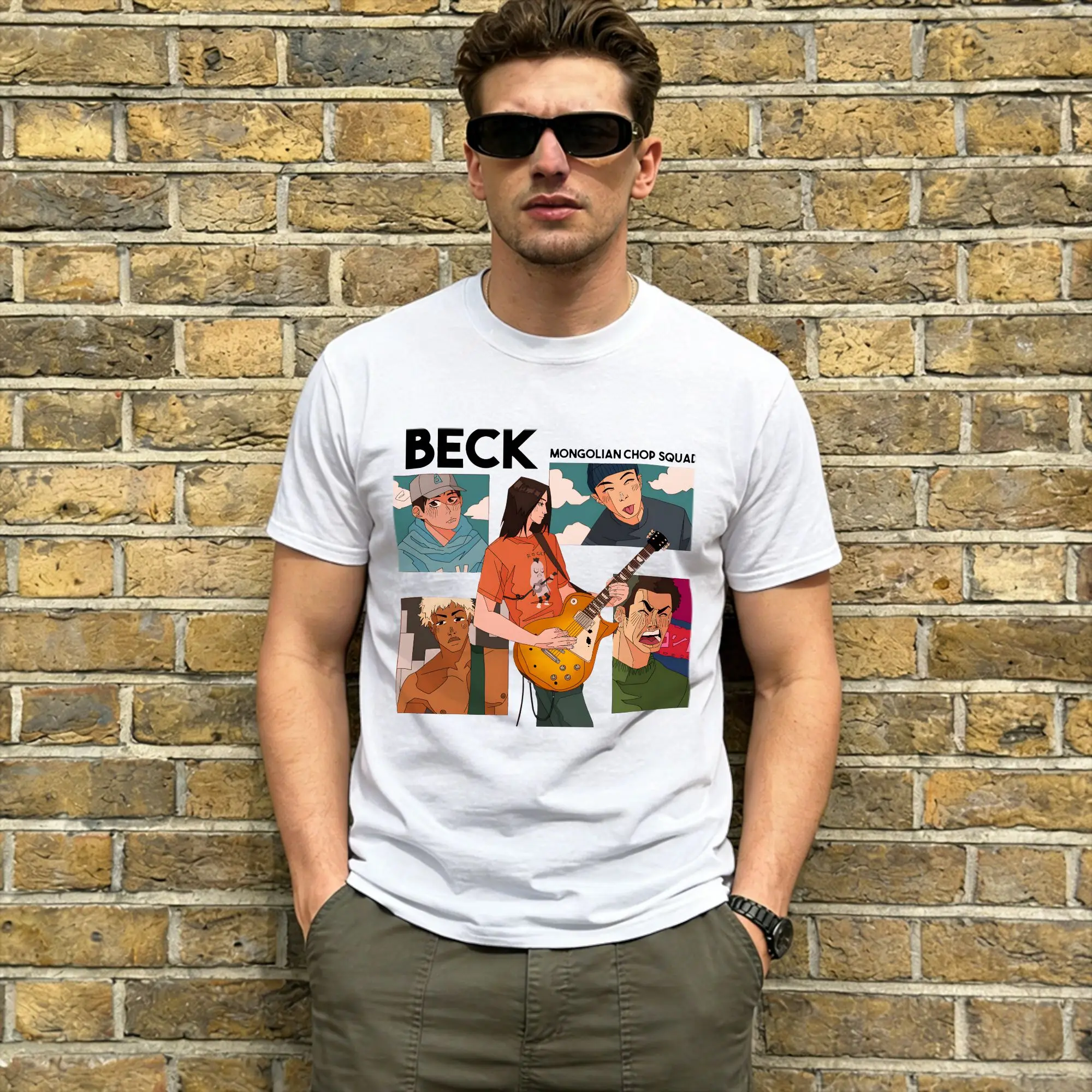 Фото Мужская футболка с рисунком аниме Beck Mongolian Chop Squad, юмористические хлопковые футболки, футболка с короткими рукавами, одежда с круглым воротником, подарок на день рождения №2
