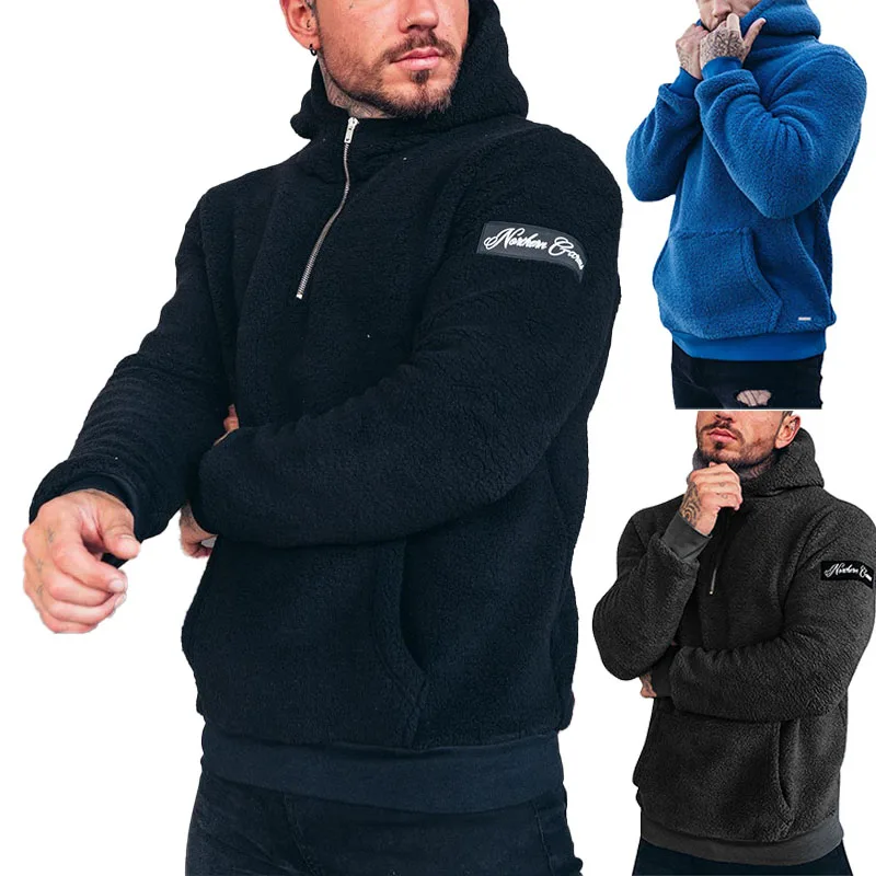 

Winter Men's Fuzzy Fleece Hoodies Sweatshirts Casual Long Sleeves Hooded Shaggy Pullover with Pocket