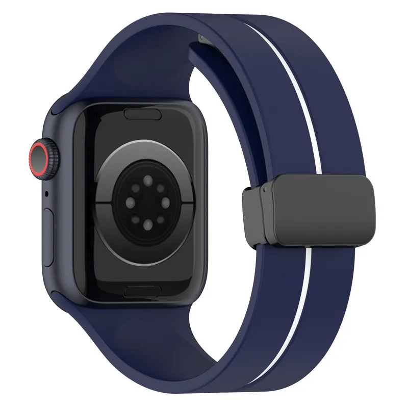 

Magnetic silicone folding buckle for Apple Watch ultra 8 49mm 44mm45mm41mm Strap iWatch Series SE8765 Outdoor Sports Accessories