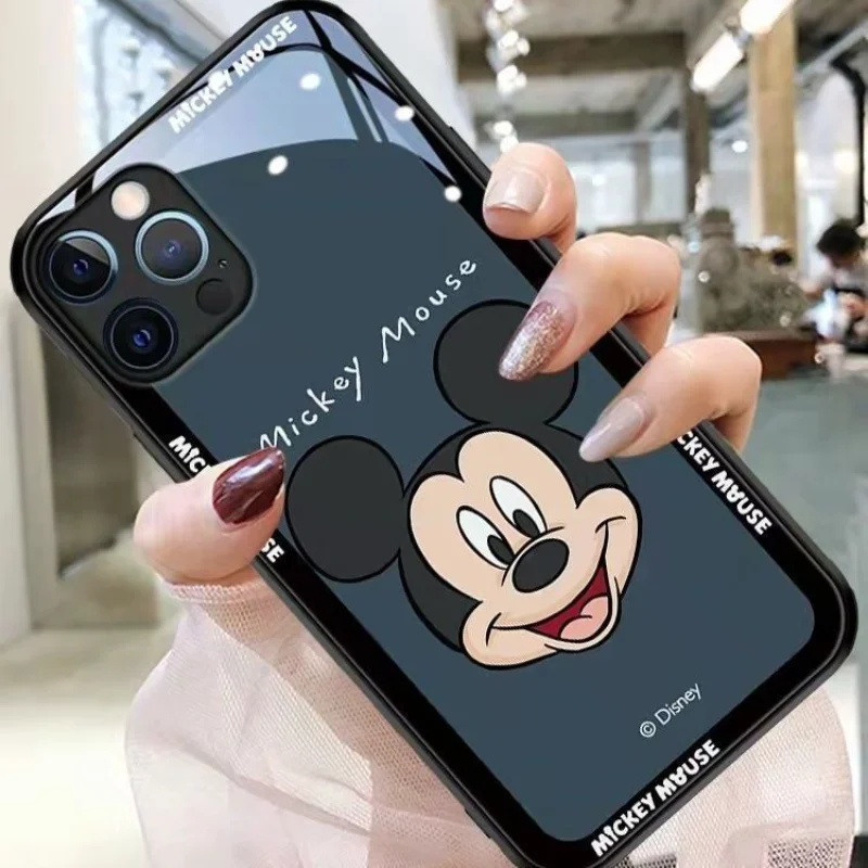 

Mickey Minnie Glass Phone Case Cover for Iphone 14 13 12 Pro Max 11 8 7 6 5 S XR PLUS X XS SE 20 Mini All-inclusive Couple Case
