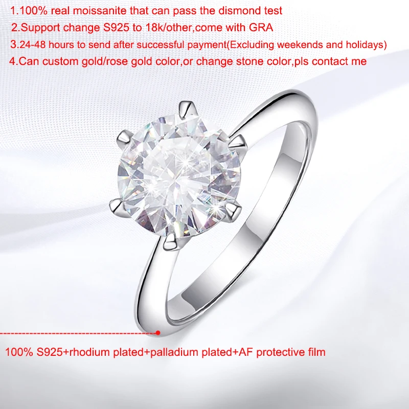 

Women's engagement commitment Wedding ring jewelry certification 1-5CT ring VVS1 laboratory diamond card ring