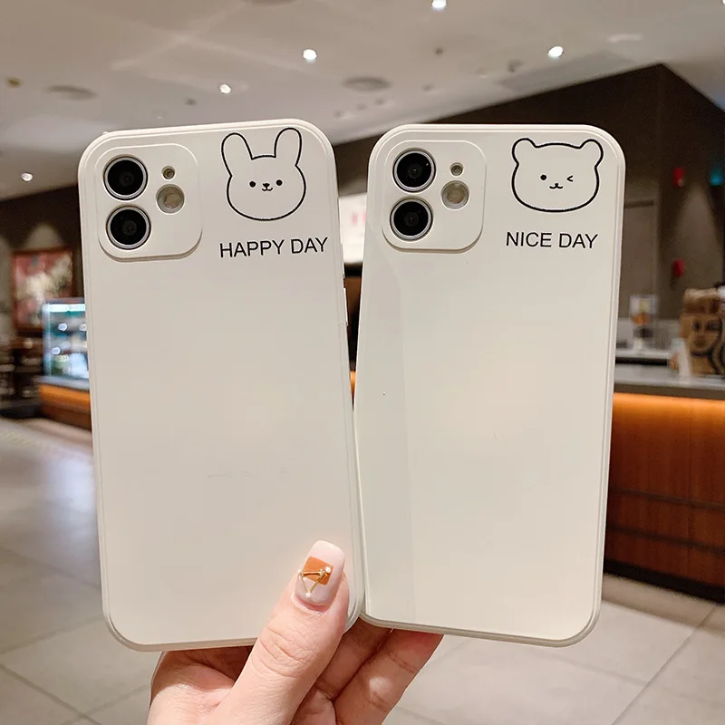 

Cute Cartoon Rabbit Phone Cases For iPhone 11 12 13 Pro MAX 6 6S 7 8 Plus XS 12 13 Mini X XR SE 2020 Silicone Back Cover Fanda
