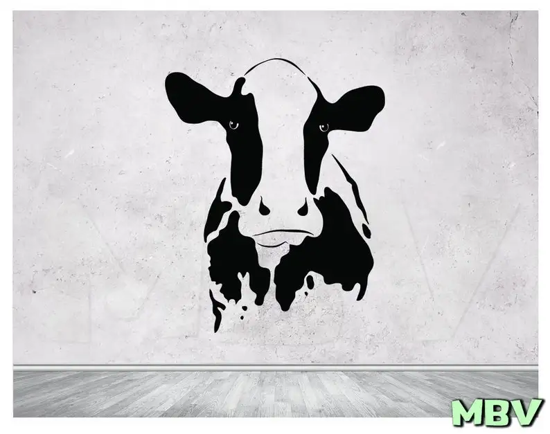 

Cow Wall Decal | Cow Head Wall Art | Cow Wall Decor | Cow Vinyl Sticker | Agriculture Ranch kitchen decor | Removable decals | F