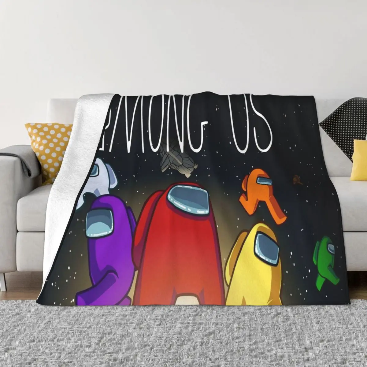 

Among Us Between Us Blanket Fleece Spring/Autumn Space Cartoon Game Breathable Soft Throw Blanket for Bed Couch Quilt