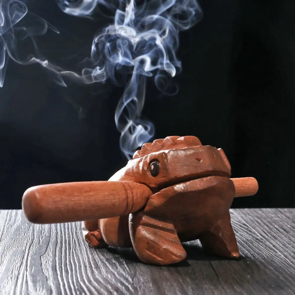 

Decoration Percussion Fortune Symbol Home Office Lucky Craft Wooden Block Musical Instrument Money Frog