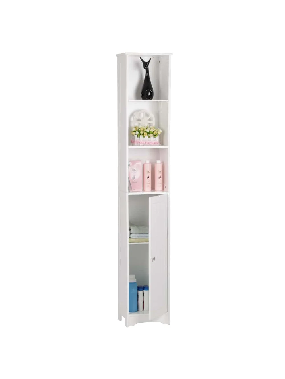 

One Door & Three Layers Bathroom Cabinet White