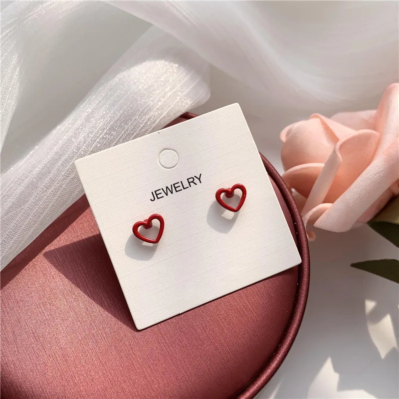 

New Red Love Christmas Earrings Hearts Cute Baroque Earrings Wholesale