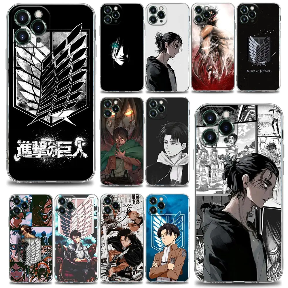 

Funda Coque Clear Phone Case for iPhone Apple 11 12 13 14 Pro 7 8 SE X XR XS Max Mini Plus Case Cover Hot Eren Attack on Titan