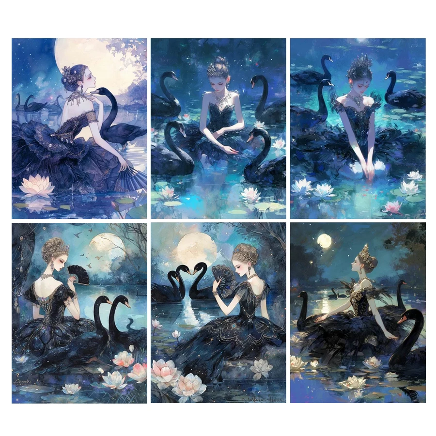 Алмазная мозаика сделай сам с изображением черного лебедя