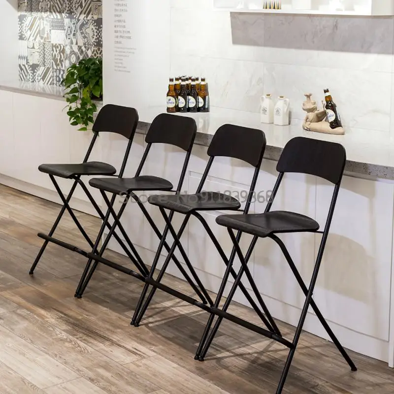 Барный стул барный из массива дерева складной скандинавский минималистичный