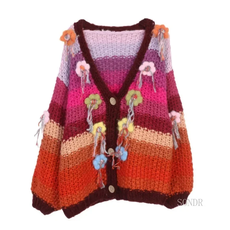 Женский вязаный кардиган SONDR акрил с цветами