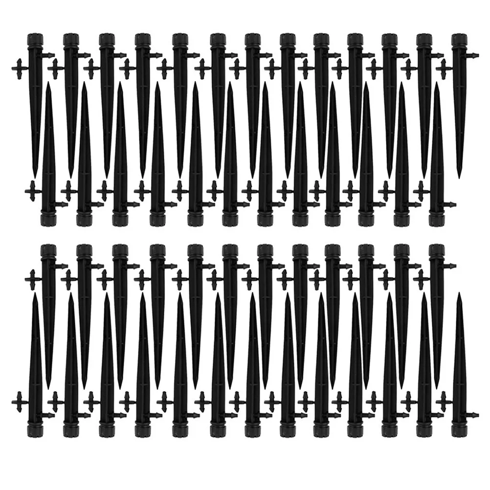

50pcs 360 Degree Adjustable Irrigation Drippers Sprinkler Emitters Watering Drippers on Stake Water Dripper (Black)