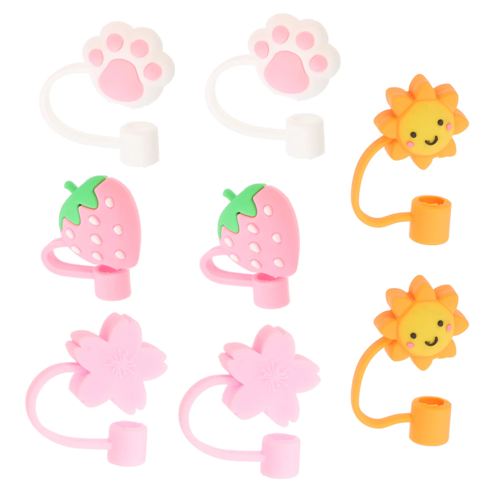 

8 Pcs Pink Cups Hole Cover Straw Dust Plugs Silicone Stopper Reusable Tips Covers Sucker Silica Gel Suction