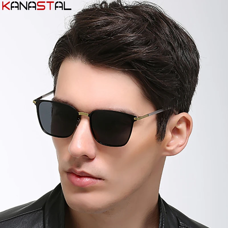 

Men Polarized Sunglasses UV400 Metal Retro Sun Glasses Square Eyeglasses Frame Driving Fishing Travel Beach Male Visor Eyewear