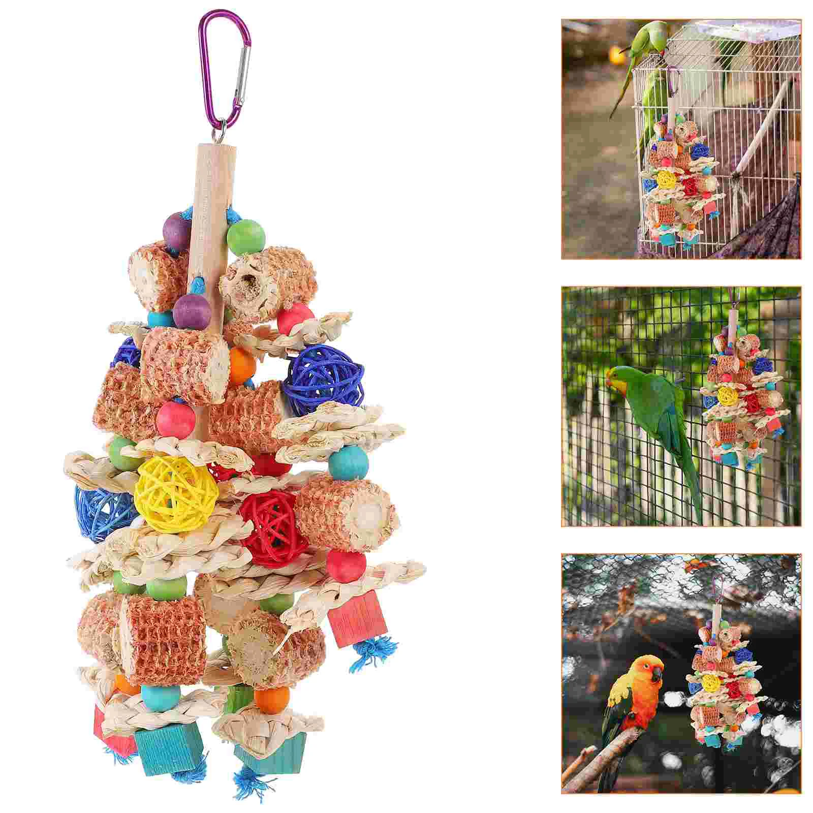 

Bird Toys Parakeets Parrots Birds Cage Pet Plaything Wooden Hanging Chewing Delicate