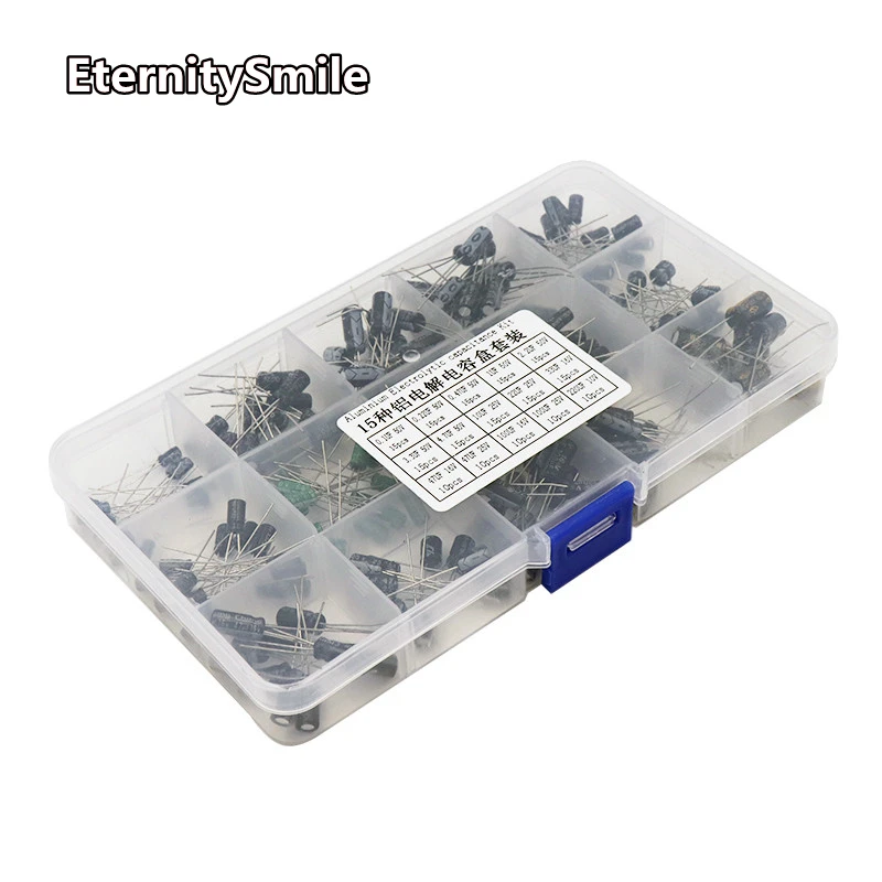200Pcs/lot 0.1UF-220UF 15Values Aluminum Electrolytic Capacitors 10-50V Mix Capacitor Assorted Kit And Storage Box - купить по