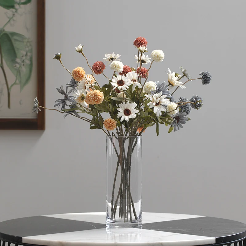 

Silk Dandelion Ball Gerbera Artificial Flowers Bouquet Cheap Fake Flores Home Party Mariage Office Decor Bride DIY Accessories