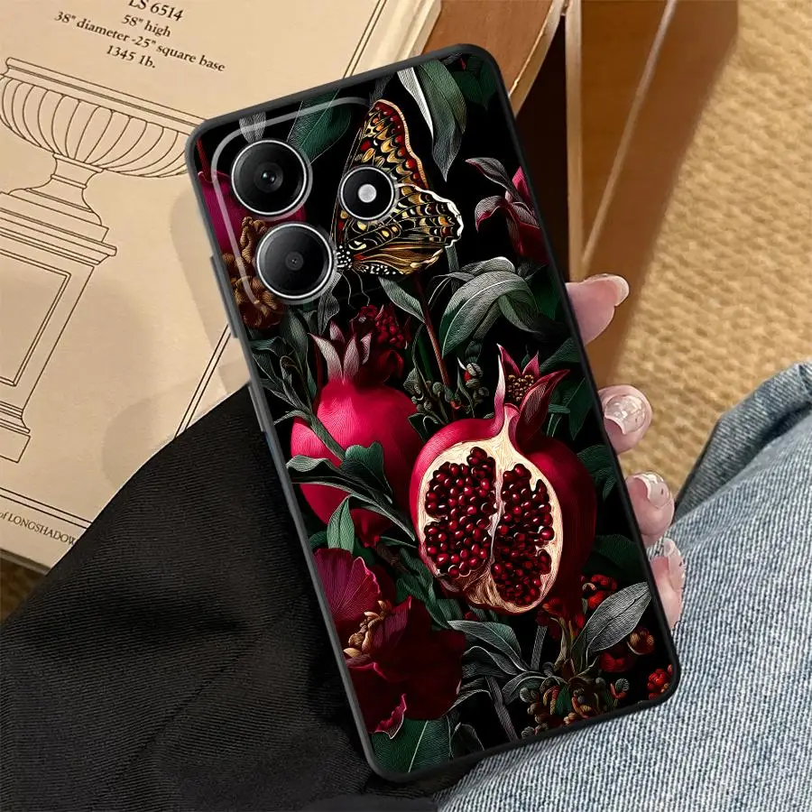Фото Чехол с рисунком красного граната для Xiaomi Redmi Note 15 14C 12C 13C 13 14 Pro Plus A7 Pro 9 8 12 11 10 A1 A5 A2 A4 K80 K40 №1