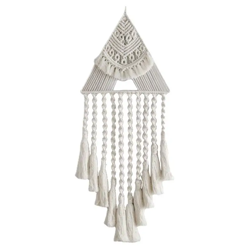 

Macrame Woven Wall Hung Dream Catcher Triangle Geometric Art Boho Backdrop Dreamcatcher Decoration With Tassel Dream Catcher