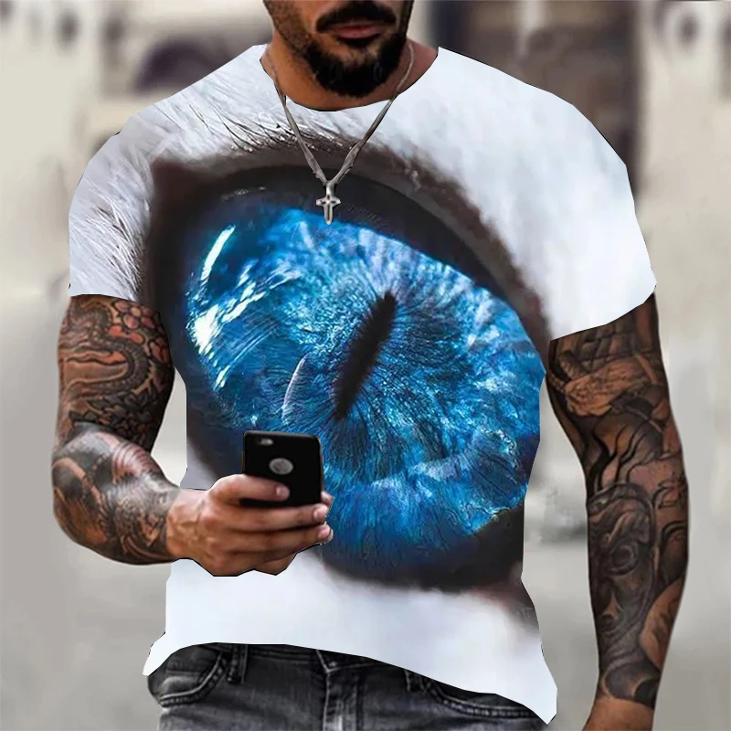 

2022 Mens T Shirt Animal 3D Beast Eye Print Graphic Mens Harajuku Birthday Cool Oversized Top
