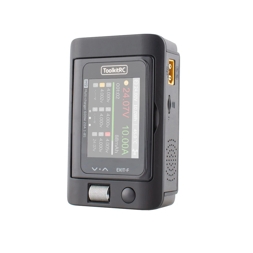 

ToolkitRC M9 600W USB Fast Charing DC Smart Charger Adjustable Screen Angle with Audio Function For 1-8S Lipo LiHv LiFe Battery