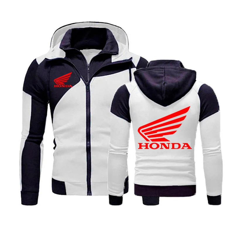 

Honda Men's Hoodie Honda Red Wing Print Fleece Zipper Sweatshirt Men Sportswear Harajuku Pullover Motorcycle Racing Men Clothing