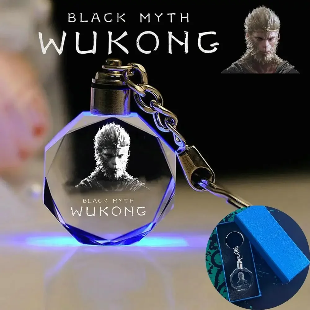 Брелок для ключей Black Myth Wukong светодиодный светильник 7-цветный брелок с