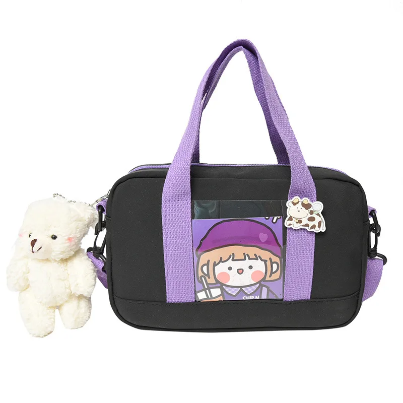 

Japanese Canvas Bag Cartoon Girl Female Student Cute Cartoon Shoulder Bag Korean Transparent Small Fresh Portable Messenger Bag