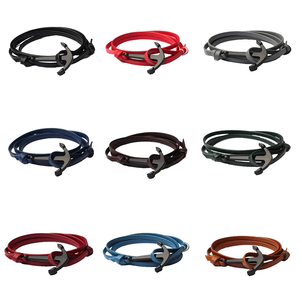

New Fashion Anchor Men Bracelet Classic Multilayer Leather Bracelet for Men Jewelry Gift 2022