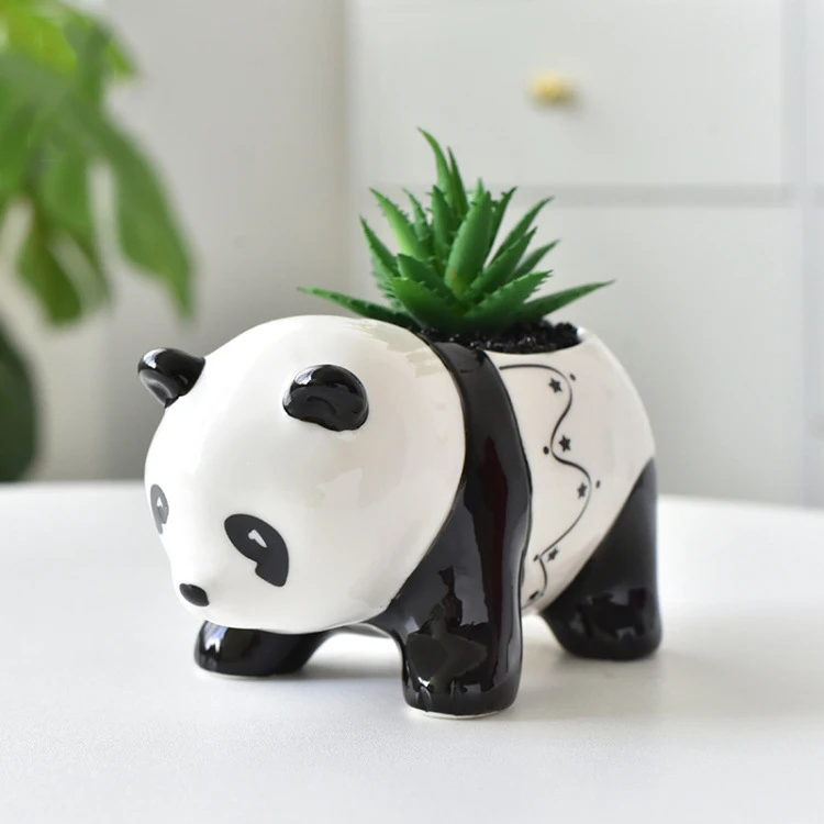 

Милый цветочный горшок в виде панды, семейный керамический горшок, домашний декор, настольные украшения, бонсай, искусственное украшение
