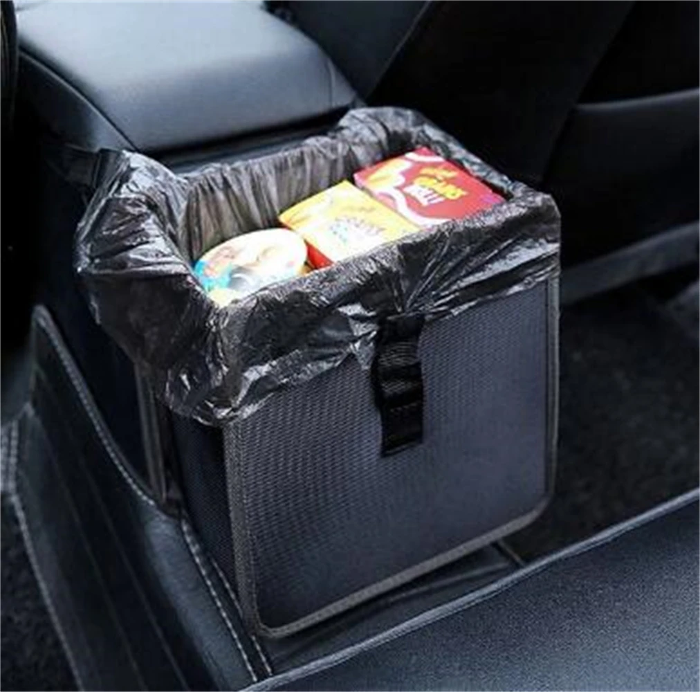 

Hanging Car Trash Bag Can Premium Waterproof Litter Garbage Bag Organizer 1.85 Gallon Capacity Black Dustbin Storage Holder