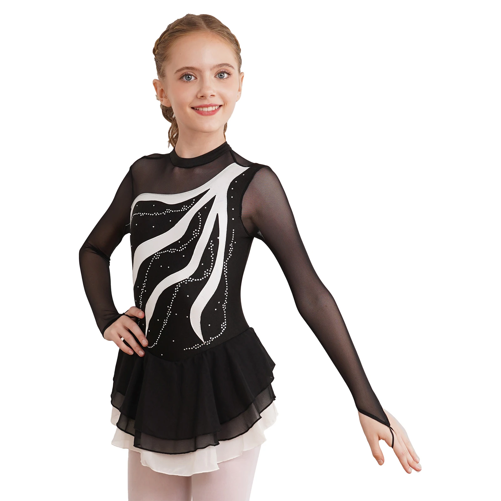 Детское блестящее платье-пачка для танцев балерины коньков