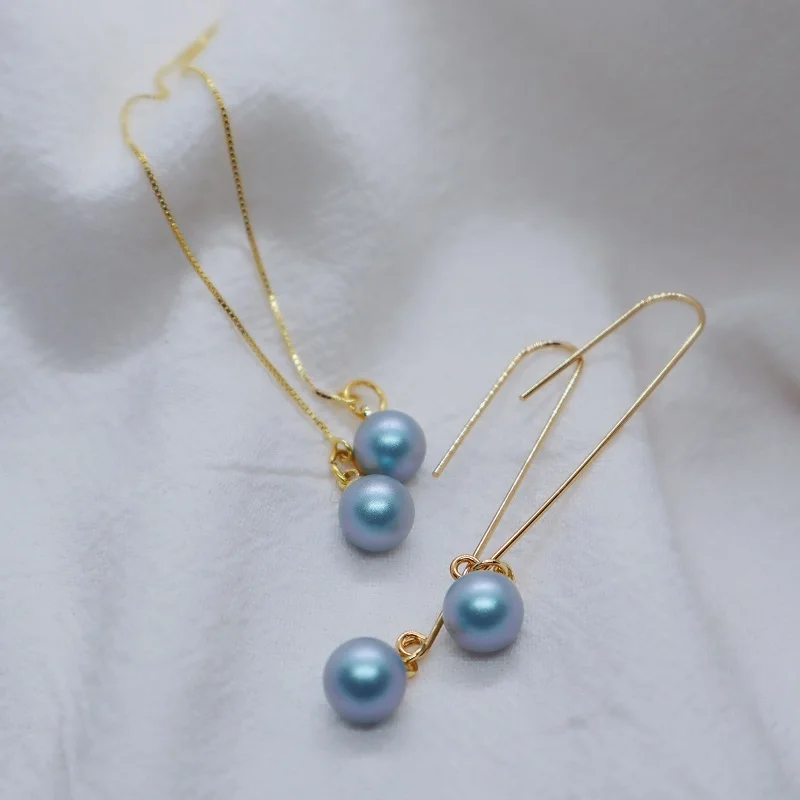 

Colored Pearl Earrings for Women Girls Simple Fashion Long Pendant Pearls Earring Blue Dangle Drop Earring Jewelry Accessory