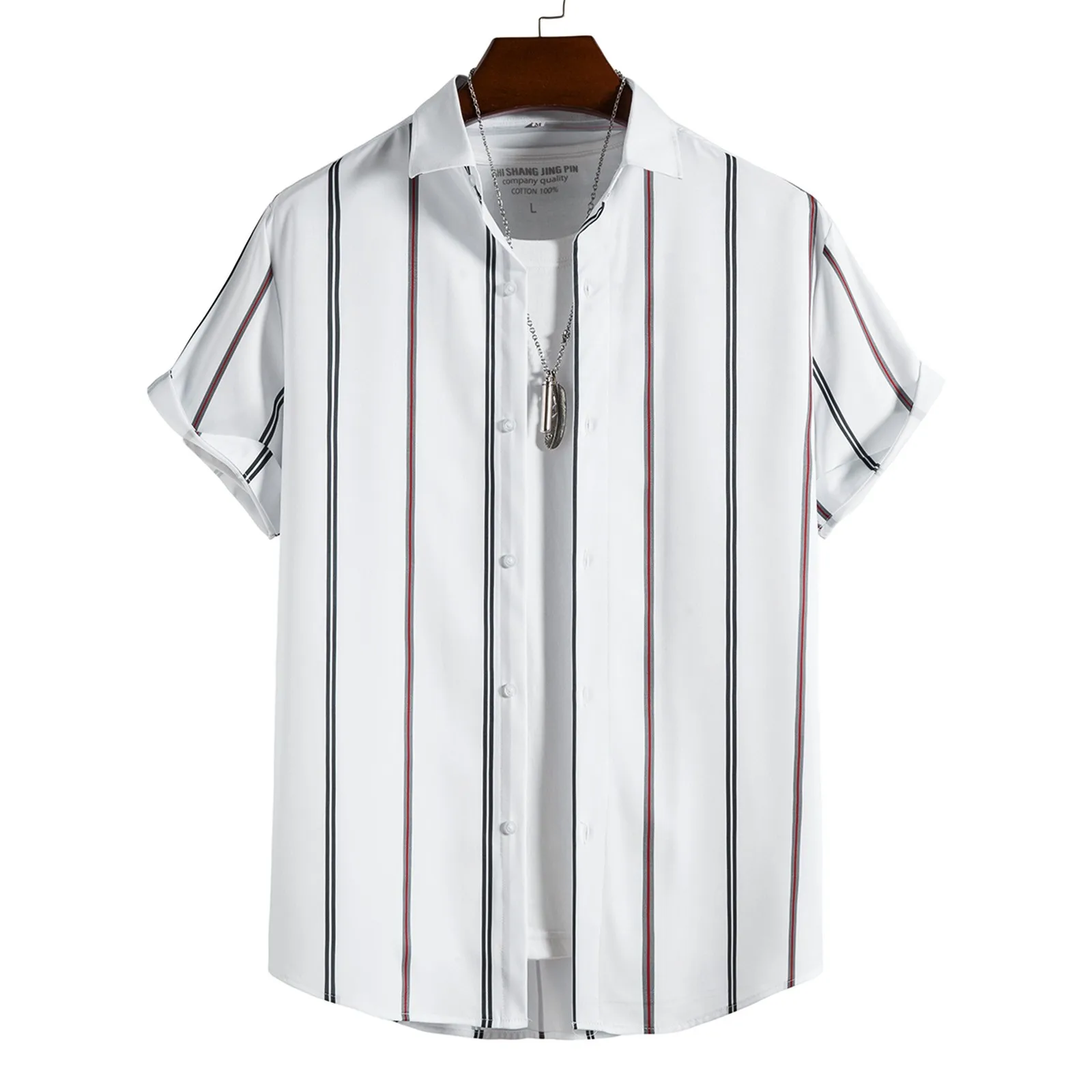 

Men Casual Summer Button Down Short Sleeves Striped Printed Cardigan Shirts Business Fashion Shirts Tops Beach Vintage