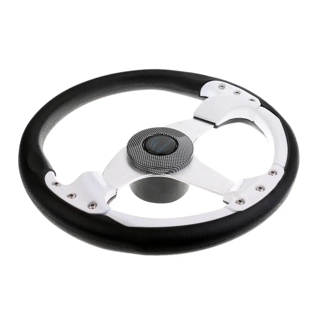 

340mm Aluminum Alloy 3 Spoke 3/4" Marine Boat Steering Wheel with Center Cap