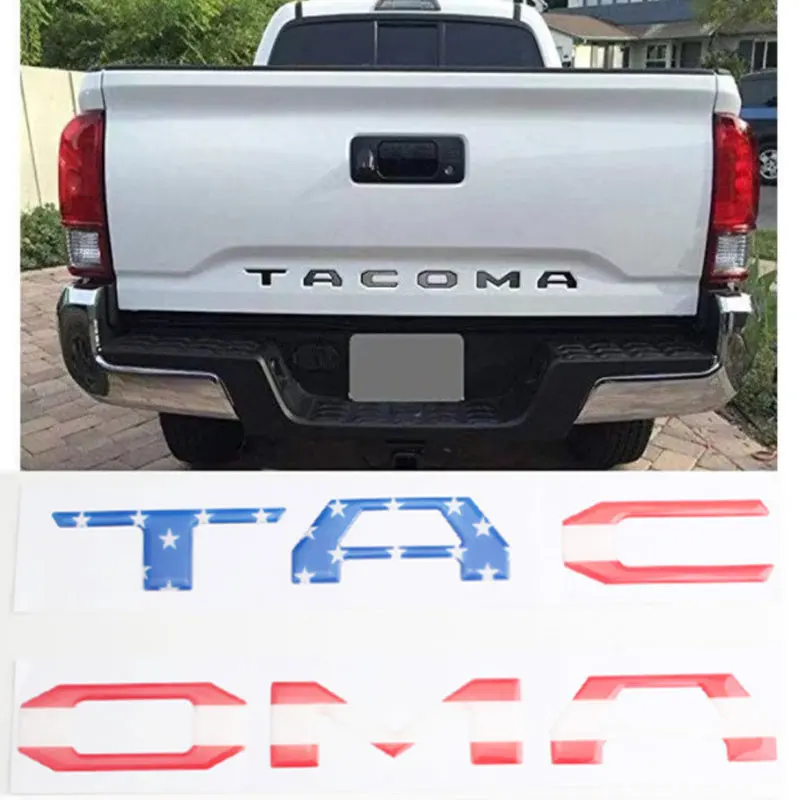 

TACOMA letter logo car sticker for Toyota Tundra Takuma flag car logo modified rear trunk tail three-dimensional glue sticker