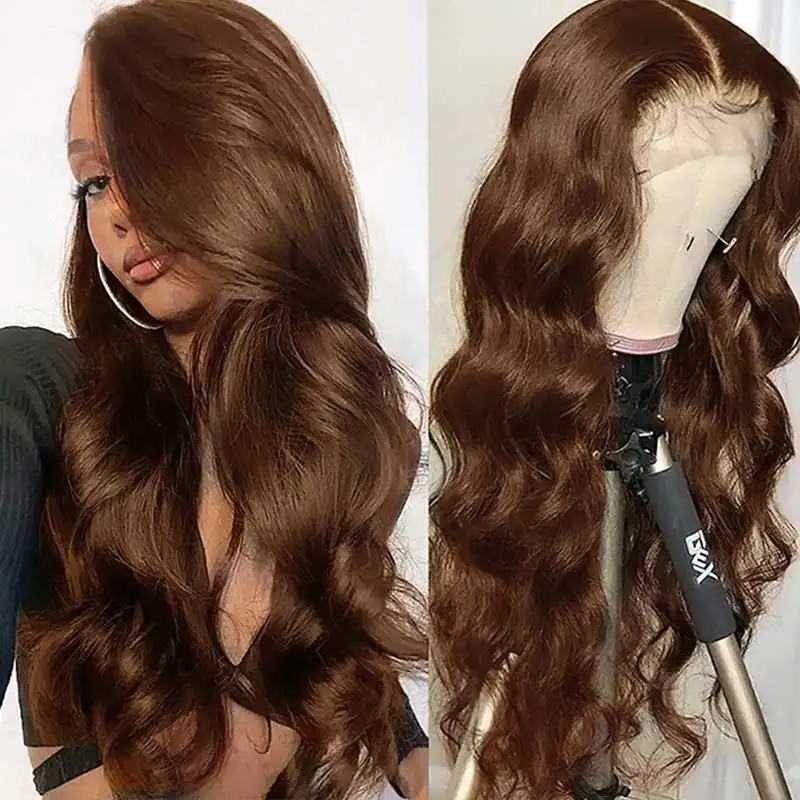 

Brown Lace Frontal Wigs Body Wave HD Lace Front Wig Human Hair with Baby Hair Colored Human Hair Wig Lace Front For Women